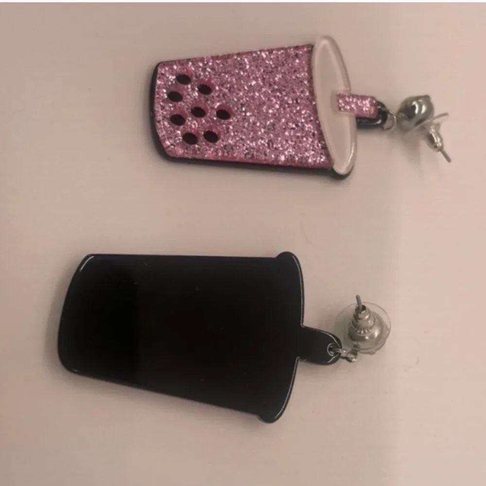 ⭐️❤️FREE Coffee Drink Boba Snack Sparkle Shiny Artsy Girly Rhinestone Earrings